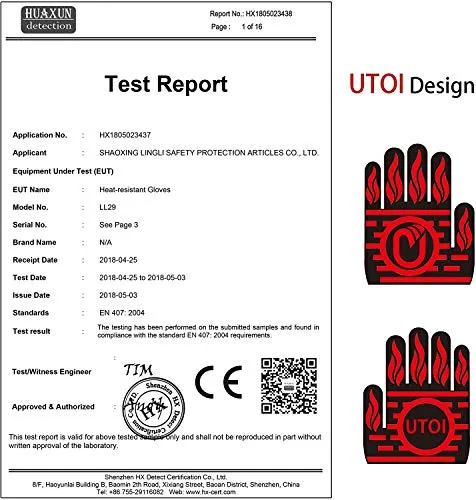 UTOI BBQ Grill Gloves, 1472°F Heat Resistant Barbecue Gloves Oven Mitts for Kitchen Garden BBQ Grilling and Outdoor Cooking Campfire, EN407 Certified, 1 Pair 13 inch Long Extra Forearm Protection