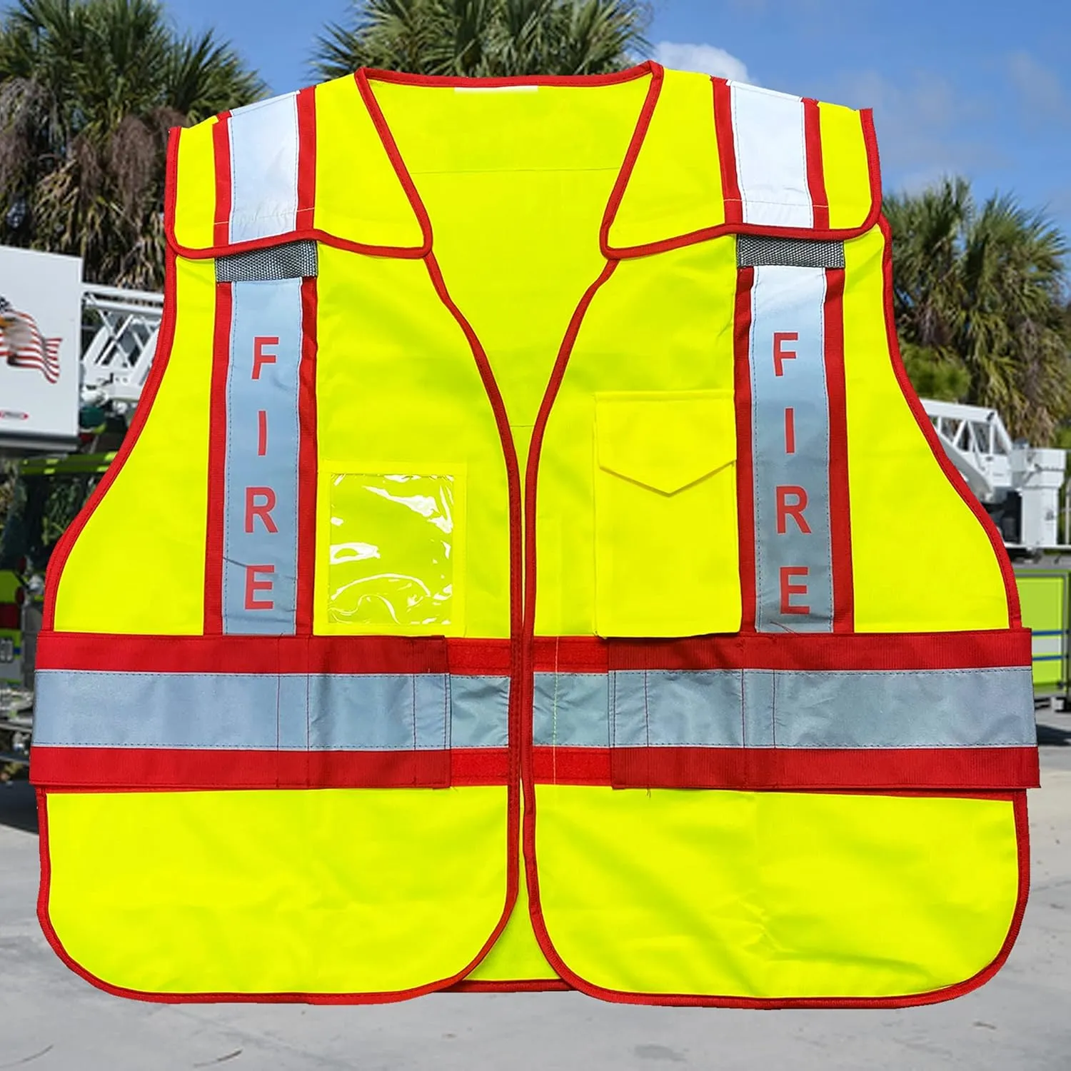 VIEWBRITE Reflective Class 2 Fire Vest Lime Green - 5 Point Breakaway High Visibility Yellow Fire Fighter Vest