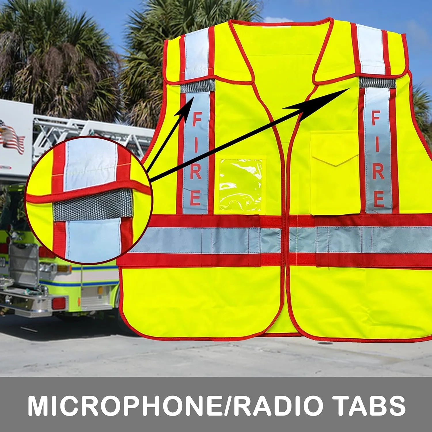VIEWBRITE Reflective Class 2 Fire Vest Lime Green - 5 Point Breakaway High Visibility Yellow Fire Fighter Vest