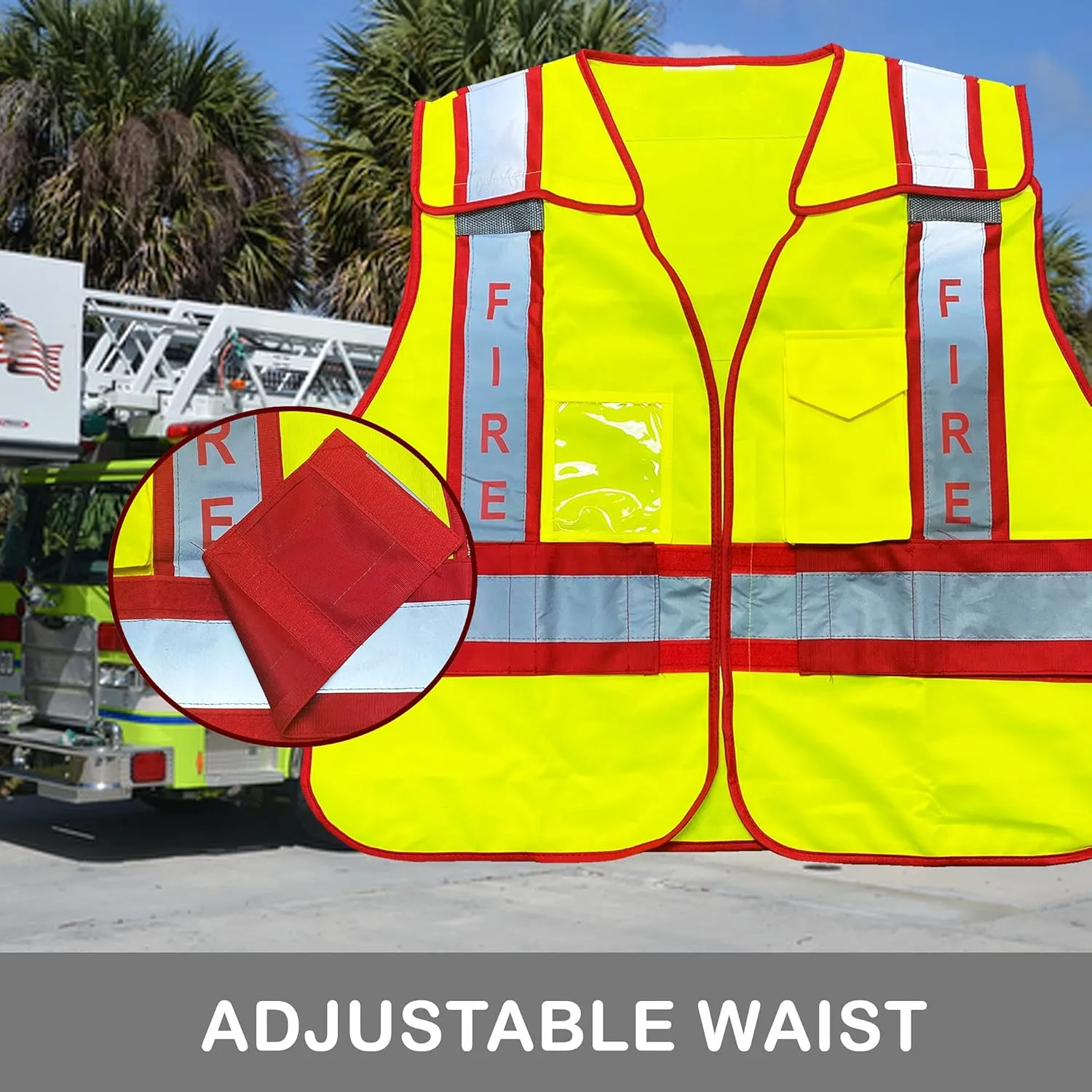 VIEWBRITE Reflective Class 2 Fire Vest Lime Green - 5 Point Breakaway High Visibility Yellow Fire Fighter Vest