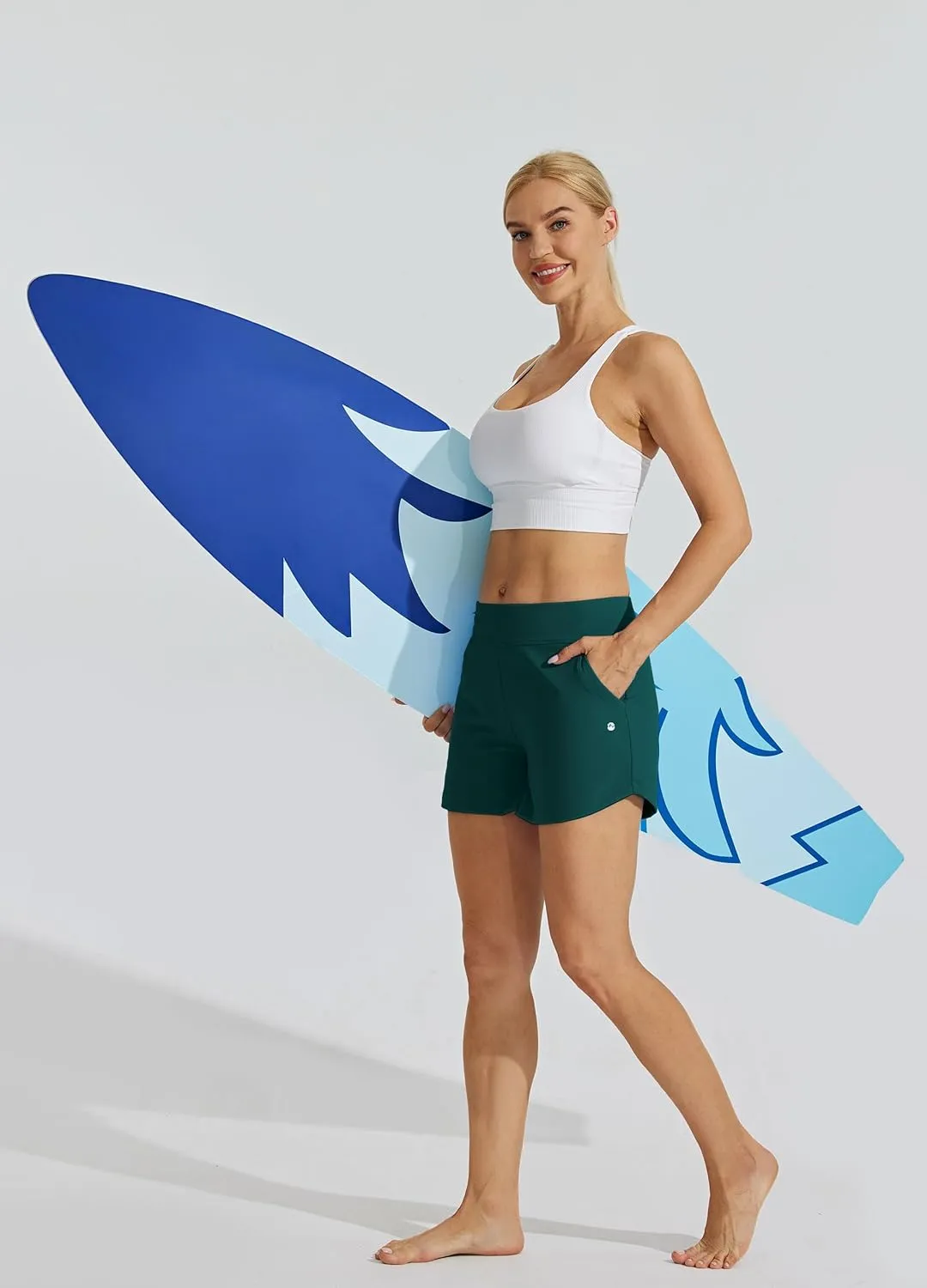 Willit Women's Swim Board Shorts Swimming Bottoms Tummy Control Beach Shorts with Liner