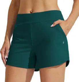 Willit Women's Swim Board Shorts Swimming Bottoms Tummy Control Beach Shorts with Liner