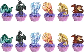 Wings of Fire 24pcs Dragon Theme Birthday Party Supplies - Cup Cake Topper Party Decoration Sets