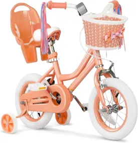 XJD Girls Bike for Toddlers and Kids Ages 2-12 Years Old,12 14 16 Inch Kids Bike with Training Wheels & Basket, 20 Inch Kids Bicycle with Handbrake & KickstandAdjustable Seat Handlebar Height