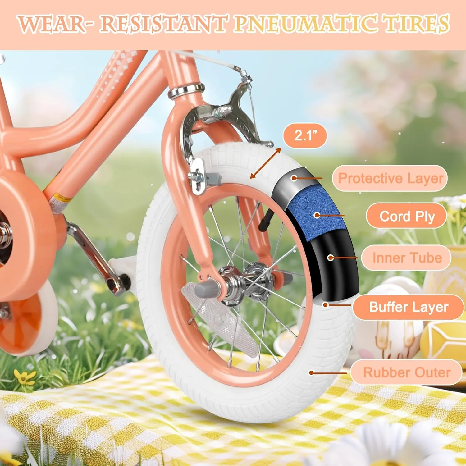 XJD Girls Bike for Toddlers and Kids Ages 2-12 Years Old,12 14 16 Inch Kids Bike with Training Wheels & Basket, 20 Inch Kids Bicycle with Handbrake & KickstandAdjustable Seat Handlebar Height