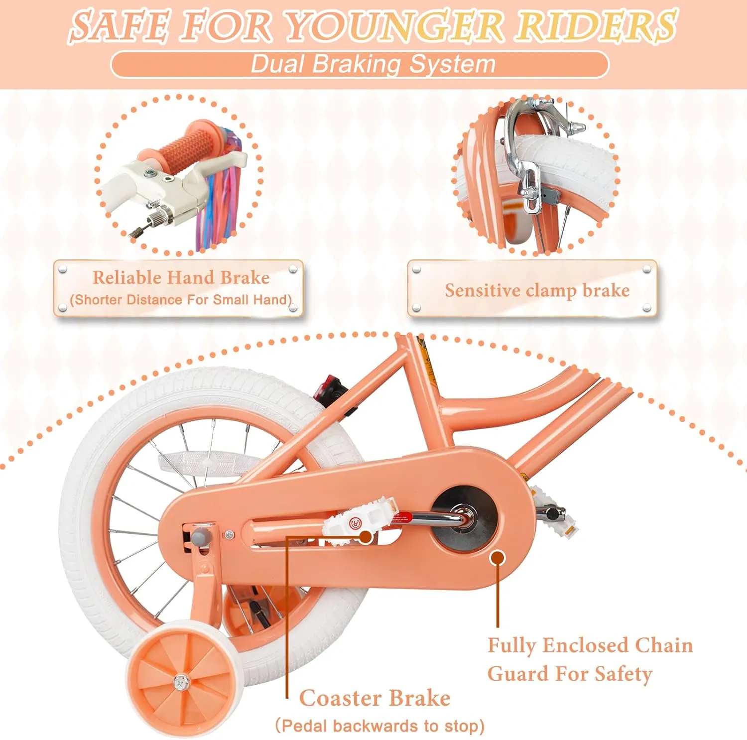 XJD Girls Bike for Toddlers and Kids Ages 2-12 Years Old,12 14 16 Inch Kids Bike with Training Wheels & Basket, 20 Inch Kids Bicycle with Handbrake & KickstandAdjustable Seat Handlebar Height