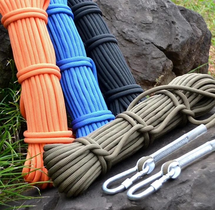 YW9G Outdoor Rock Climbing Safety Rope with 2 Hooks